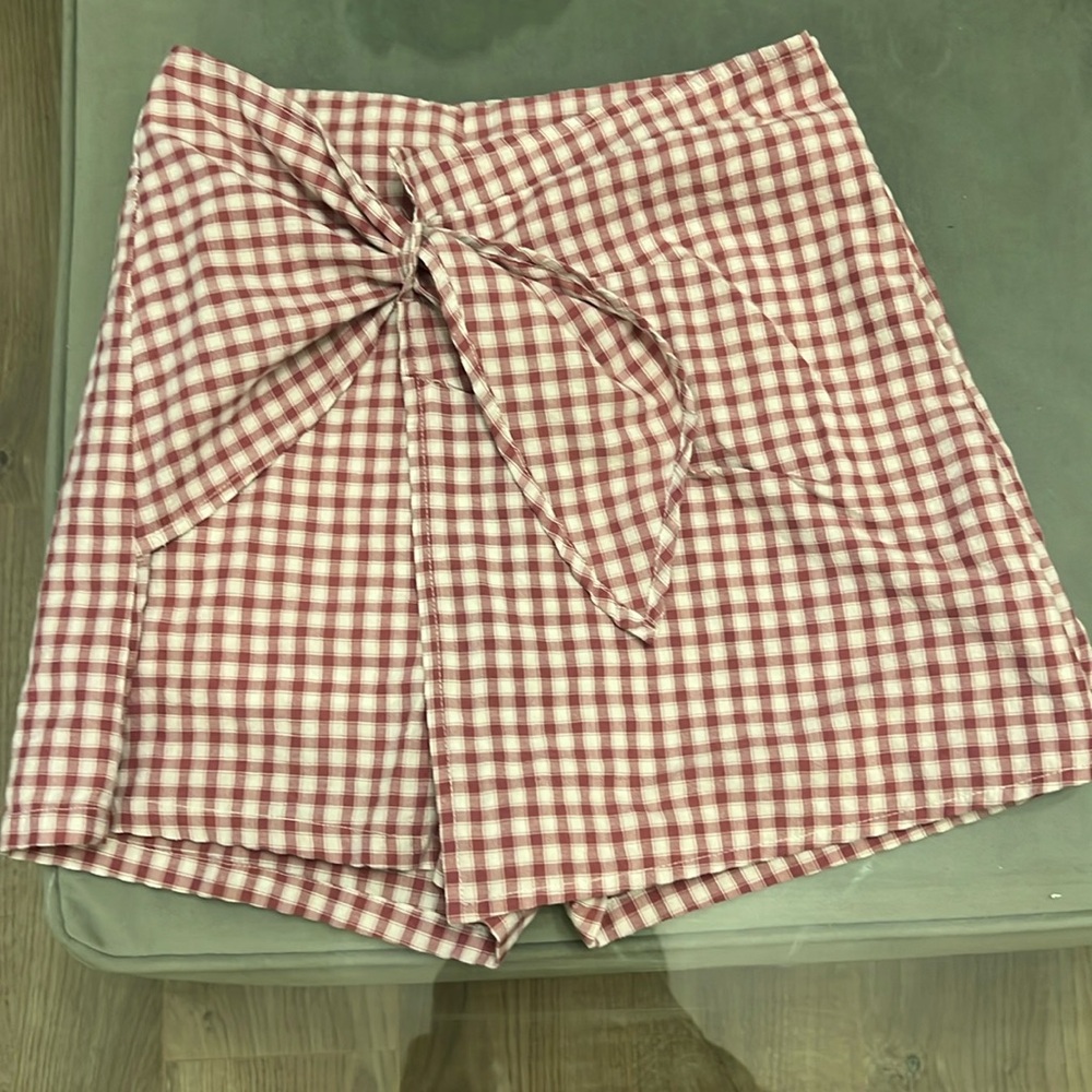 Pink and White Gingham Skort